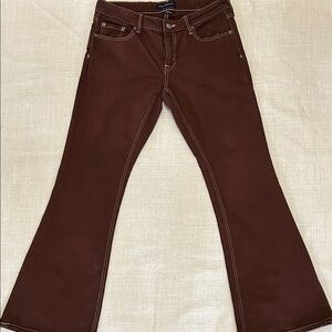 Aeropostale Jeans Women 10R Chocolate Low Rise Flare Hippie Wide Leg